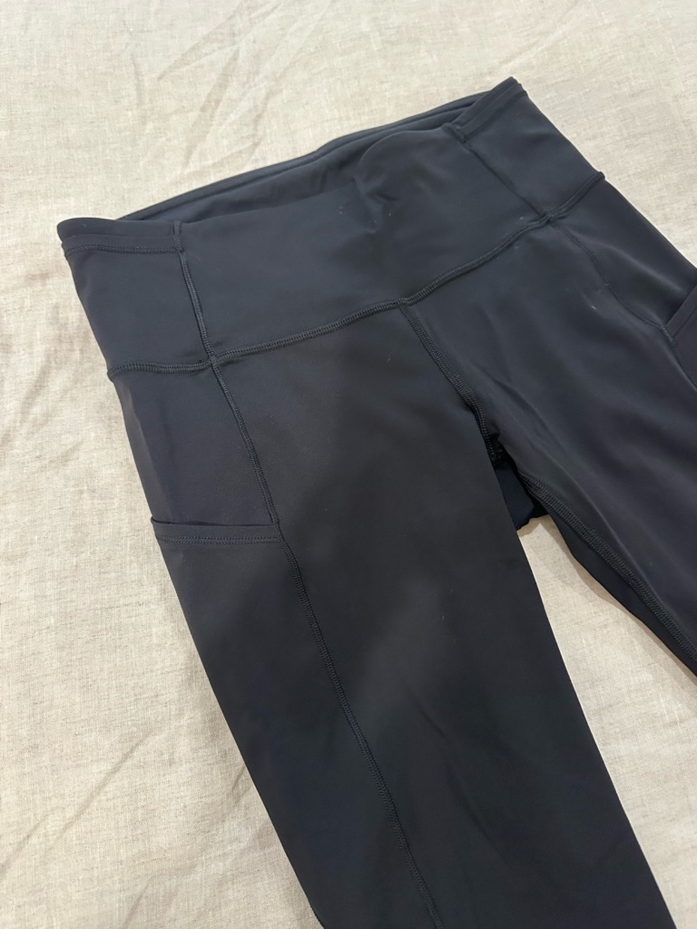 Lululemon Black High Rise Leggings Size 6 | Side Pockets - Picture 3 of 6